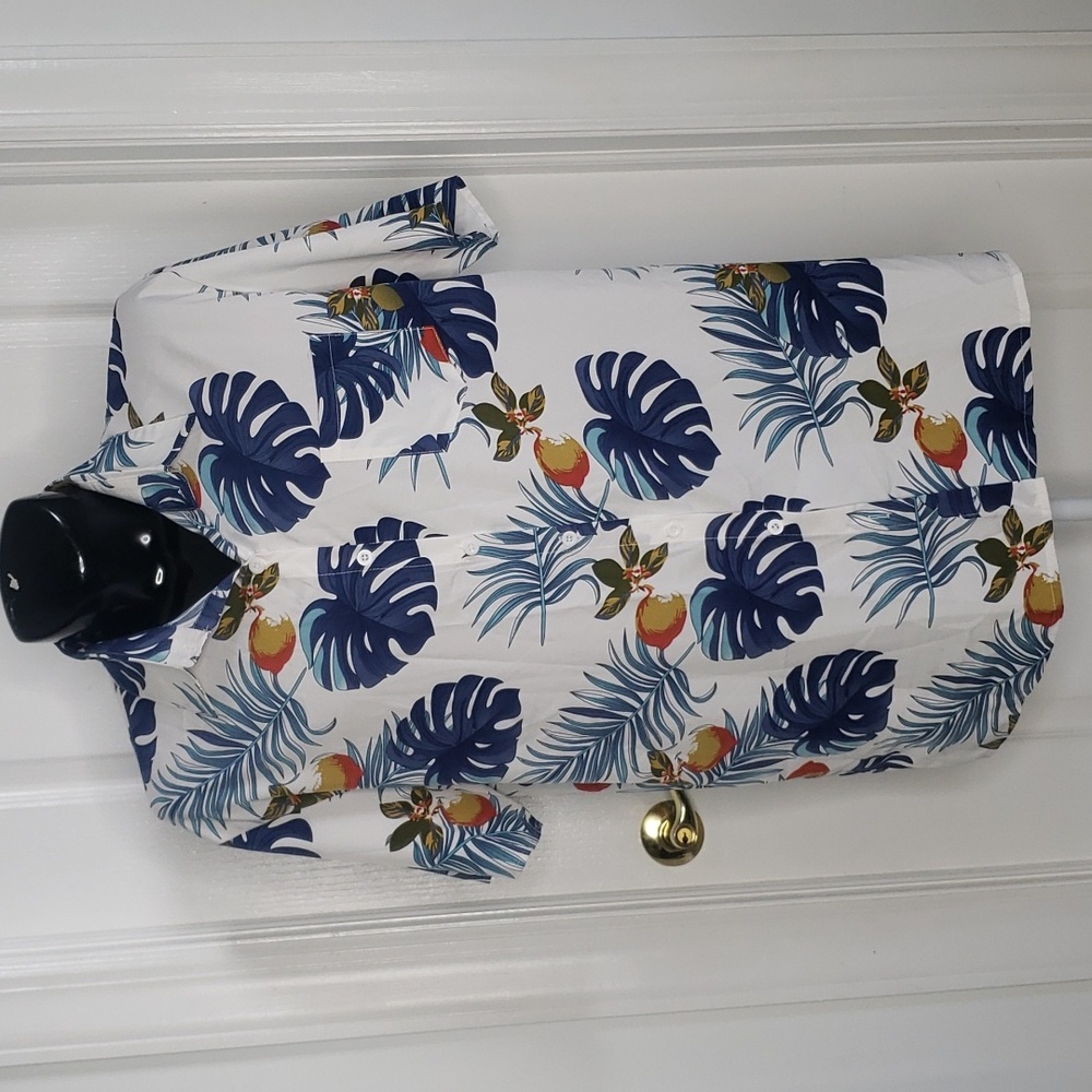 Hawaiian Shirt Casual Friday Blue & White Dad Size 2XL